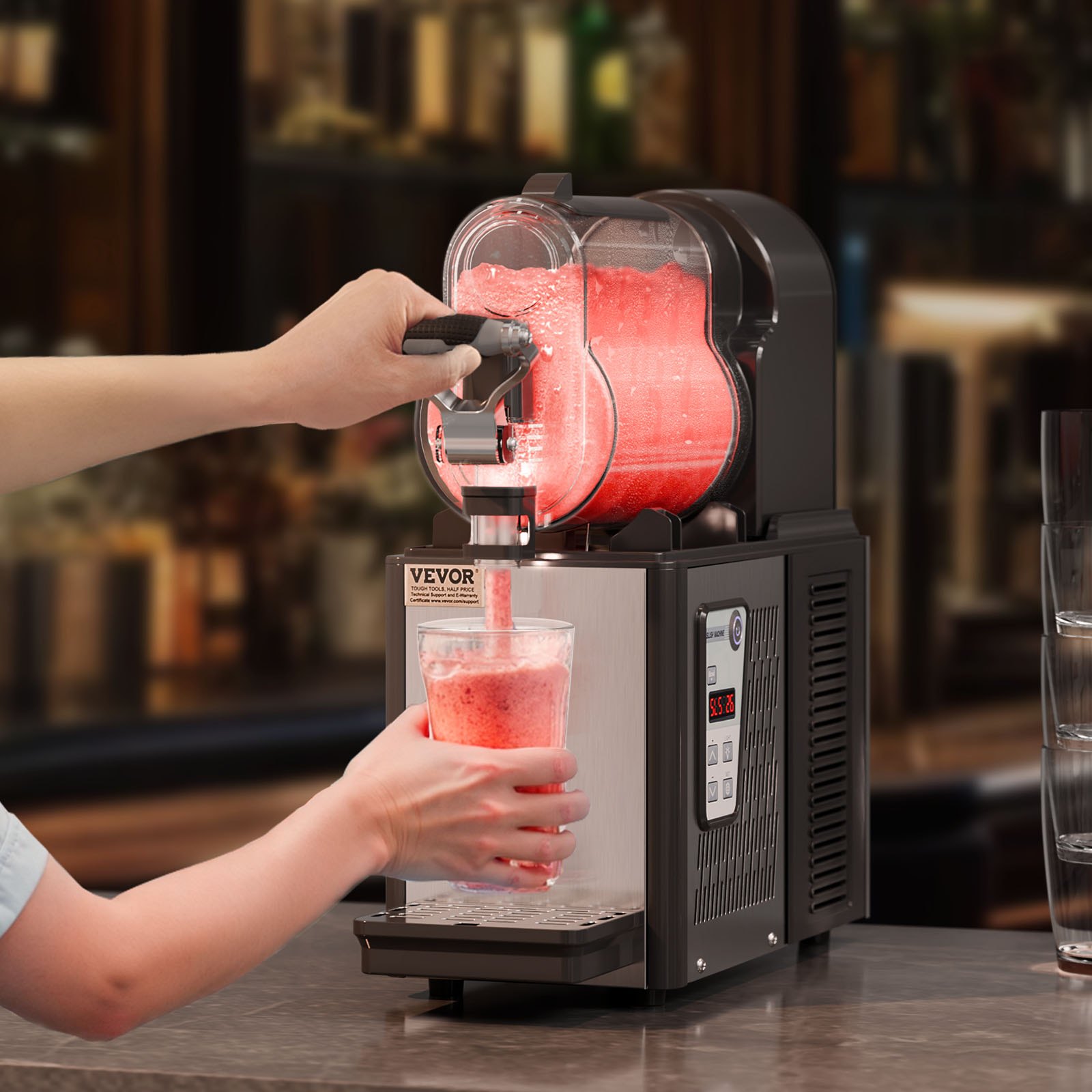 VEVOR Commercial Slushy Machine, 3L Single Tank Frozen Drink Machine, 12 Cups Stainless Steel Margarita Smoothie Frozen Drink Maker, Slushie Maker for Home Party Restaurants Cafe Bars