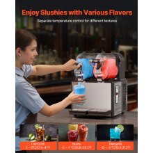 VEVOR Commercial Slushy Machine, 3LX2 Tank Slush Drink Maker, 340W Frozen Drink Machine with Temperature Preservation, Stainless Steel Home Slush Frozen Drink Machine with Automatic Clean, Black