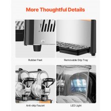 VEVOR Commercial Slushy Machine, 3LX2 Tank Slush Drink Maker, 340W Frozen Drink Machine with Temperature Preservation, Stainless Steel Home Slush Frozen Drink Machine with Automatic Clean, Black