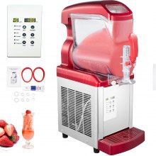 VEVOR Slush Machine à boissons glacées, réservoir 6LX1, machine à margarita commerciale 450 W avec conservation de la température de 14 °F à 41 °F, nettoyage automatique, quatre modes sélectionnables pour cafés, restaurants, rouge