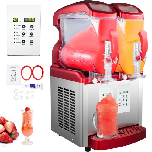 VEVOR Commercial Slushy Machine, 6Lx2/1.6 Galx2 Food-Grade PC Tank, 1300W 110V, Stainless Steel Margarita Smoothie Frozen Drink Maker, Slushie Machine for Supermarkets Cafes Restaurants Bars Home Use