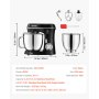 Stand Mixer 4.4 QT+5.3 QT Electric Dough Mixer 450W 10 + P Speeds Food Mixer