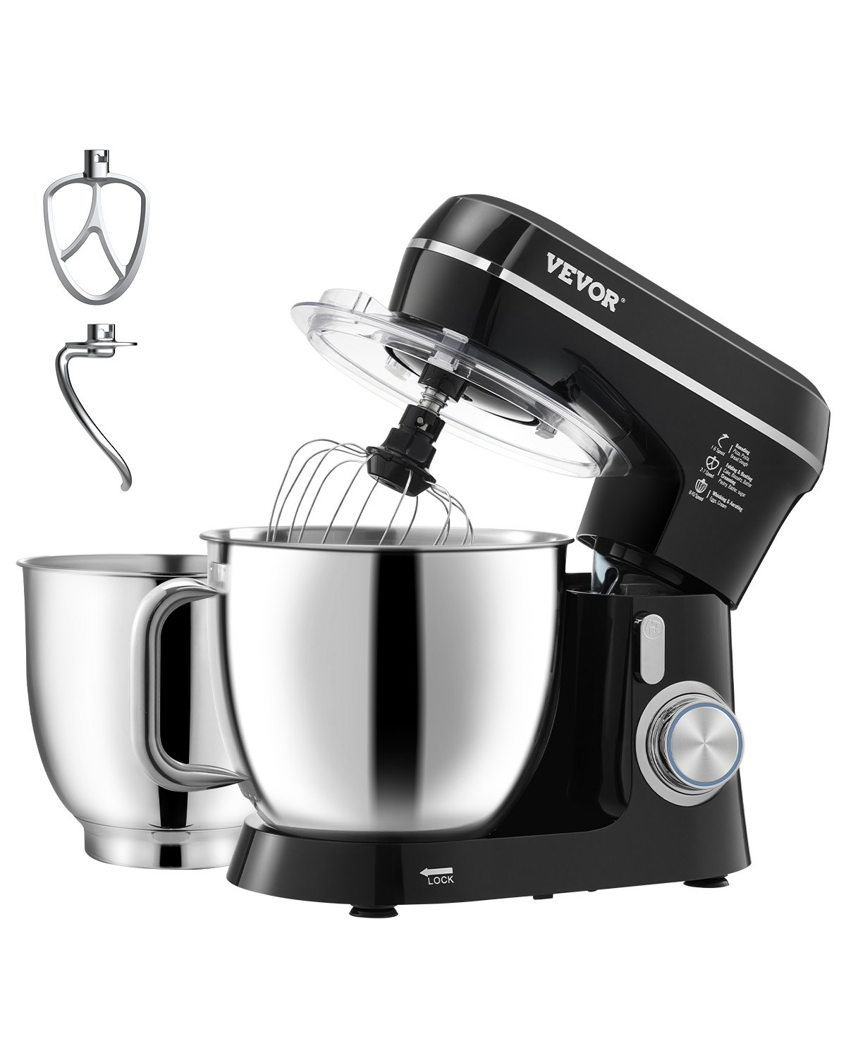 Stand Mixer 4.4 QT+5.3 QT Electric Dough Mixer 450W 10 + P Speeds Food Mixer Stand Mixer 4.4 QT+5.3 QT Electric Dough Mixer 450W 10 + P Speeds Food Mixer