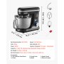 VEVOR Stand Mixer, 5QT Dough Mixer, 10+P Speeds Tilt-head Food Mixer, Kitchen Mixer with Stainless Steel Bowl, Dough Hook, Wire Whip, Beater, Scraper, Household Stand Mixer for Baking Mixing, Black
