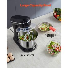 Stand Mixer 5.1 QT Electric Dough Mixer 380W 10 + P Speeds Kitchen Food Beater