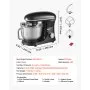 VEVOR Stand Mixer, 6 QT Dough Mixer, 660W 6 + P Speeds Tilt-head Food Mixer with Stainless Steel Bowl, Dough Hook, Wire Whip, Flat Beater, Scraper,Household Stand Mixer for Baking & Mixing, Black