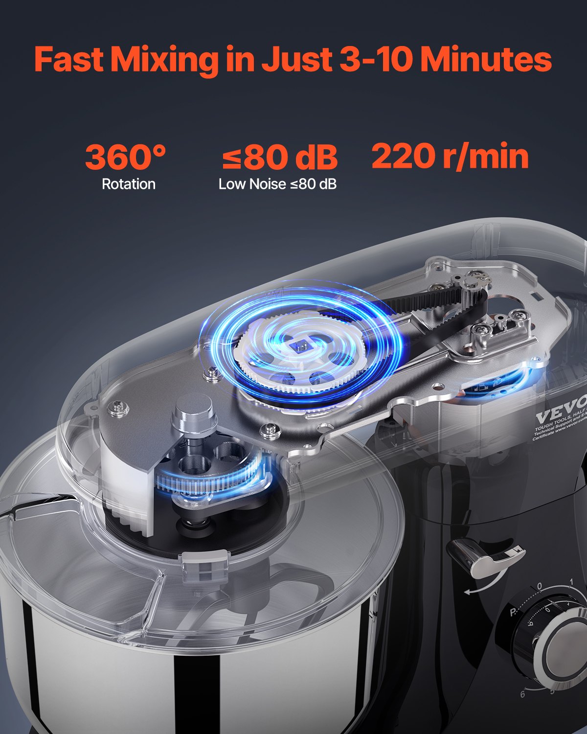 Stand Mixer 6 QT Electric Dough Mixer 660W 6 + P Speeds Kitchen Food Beater Stand Mixer 6 QT Electric Dough Mixer 660W 6 + P Speeds Kitchen Food Beater