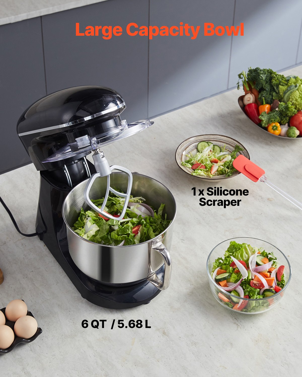 Stand Mixer 6 QT Electric Dough Mixer 660W 6 + P Speeds Kitchen Food Beater Stand Mixer 6 QT Electric Dough Mixer 660W 6 + P Speeds Kitchen Food Beater