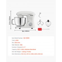 VEVOR Stand Mixer 5.9 QT Electric Dough Mixer 660W 6 + P Speeds Food Beater