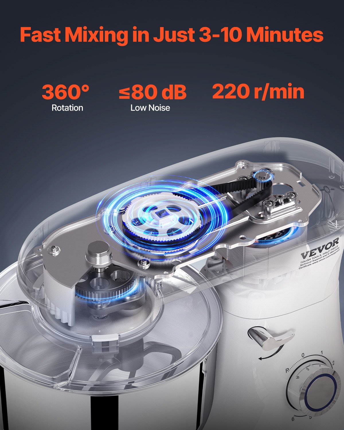 Stand Mixer 5.9 QT Electric Dough Mixer 660W 6 + P Speeds Kitchen Food Beater Stand Mixer 5.9 QT Electric Dough Mixer 660W 6 + P Speeds Kitchen Food Beater