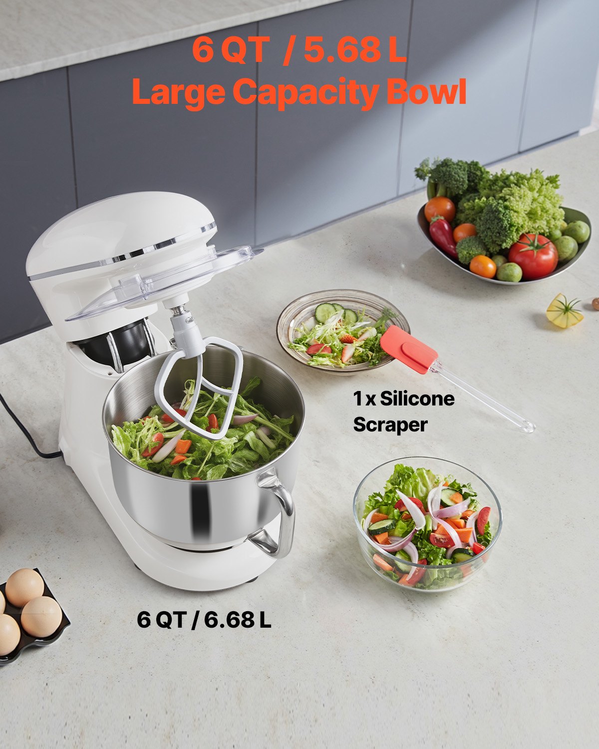 Stand Mixer 5.9 QT Electric Dough Mixer 660W 6 + P Speeds Kitchen Food Beater Stand Mixer 5.9 QT Electric Dough Mixer 660W 6 + P Speeds Kitchen Food Beater