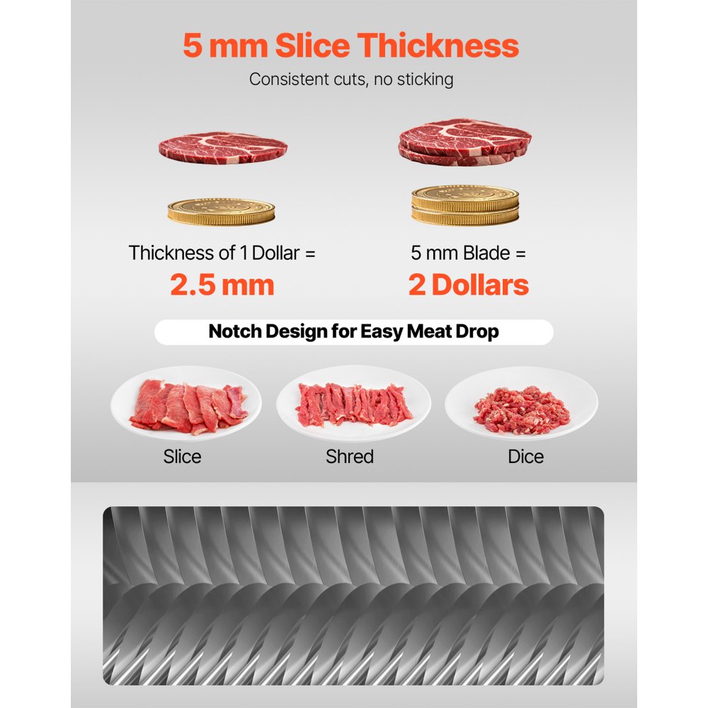 VEVOR Meat Cutter Machine Blade, 5 mm Replacement Commercial Blade for Model 90 Food Slicer, Stainless Steel, for Boneless Meat, Soft Vegetables