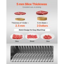 VEVOR Meat Cutter Machine Blade 5 mm Stainless Steel for SJY-DQ90 Meat Slider