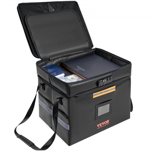 VEVOR Fireproof Document Box 2000°F, Fireproof Document Bag with 3 Storage Layers, 390 x 315 x 355 mm, Fireproof Wallet, Wallet, Large Briefcase