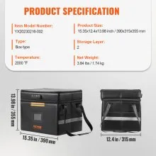 VEVOR Fireproof Document Box, Fireproof Document Bag with Lock 2000℉, Fireproof and Waterproof File Box 450x140x315 mm with Zipper & Handle, for Money, Documents, Jewelry and Passport