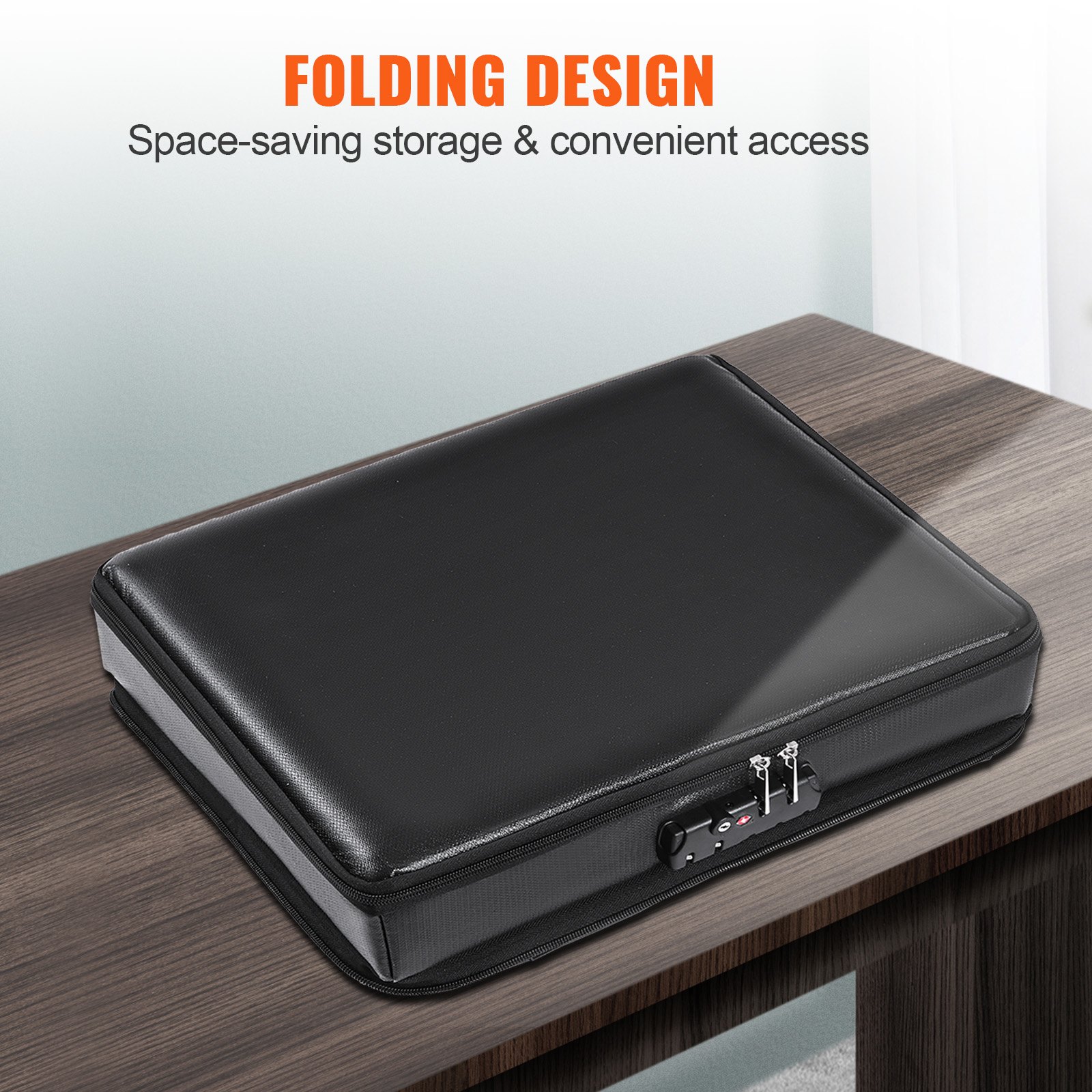VEVOR Fireproof Document Box, Fireproof Document Bag with Lock 2000℉, Fireproof and Waterproof File Box 17.72x5.51x12.4 inch with Zipper & Handle, for Money, Documents, Jewelry and Passport