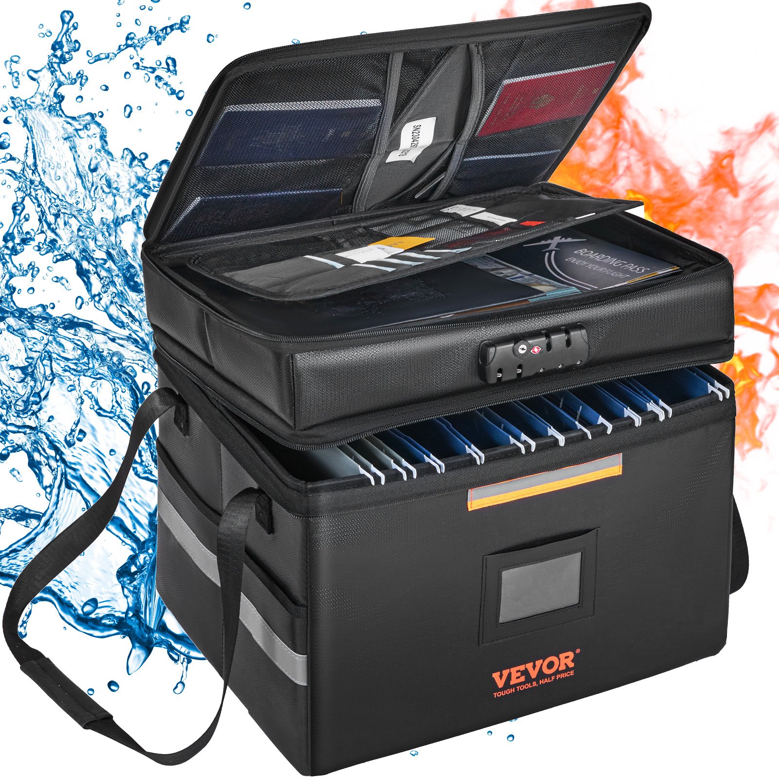 Sweiko Fireproof Document Box, Fireproof Document Bag with Lock 2000℉, Fireproof and Waterproof File Box 450x140x315 mm with Zipper & Handle, for Money, Documents, Jewelry and Passport Sweiko Fireproof Document Box, Fireproof Document Bag with Lock 2000℉, Fireproof and Waterproof File Box 450x140x315 mm with Zipper & Handle, for Money, Documents, Jewelry and Passport