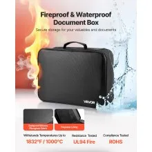 VEVOR Fireproof Document Box, 1832 ℉ Heat Insulated Fireproof & Waterproof Box with Lock, Portable Multi-Layer Home Office Travel File Storage Organizer, for Passports, Important Documents, Files