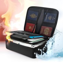 VEVOR Fireproof Document Box, 1832 ℉ Heat Insulated Fireproof & Waterproof Box with Lock, Portable Multi-Layer Home Office Travel File Storage Organizer, for Passports, Important Documents, Files