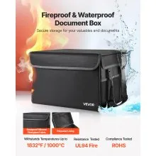 VEVOR Fireproof Document Box, 1832 ℉ Heat Insulated Fireproof & Waterproof Box, Space-Saving and Foldable Design, Portable Home Office Travel File Organizer, for Passports, Important Documents, Files