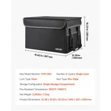 VEVOR Fireproof Document Box, 1832 ℉ Heat Insulated Fireproof & Waterproof Box, Space-Saving and Foldable Design, Portable Home Office Travel File Organizer, for Passports, Important Documents, Files