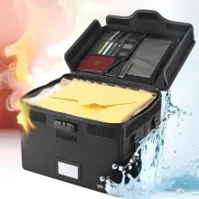 VEVOR Fireproof Document Box, 1832 ℉ Heat Insulated Fireproof & Waterproof Box with Lock, Portable File Storage Security Organizer Home Office Travel Use, for Passports, Important Documents & Files