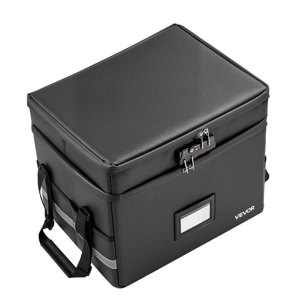 VEVOR Fireproof Document Box, 1832 ℉ Heat Insulated Fireproof & Waterproof Box with Lock, Portable Two-Layer File Storage Organizer Home Office Travel Use, for Passports, Important Documents, Files