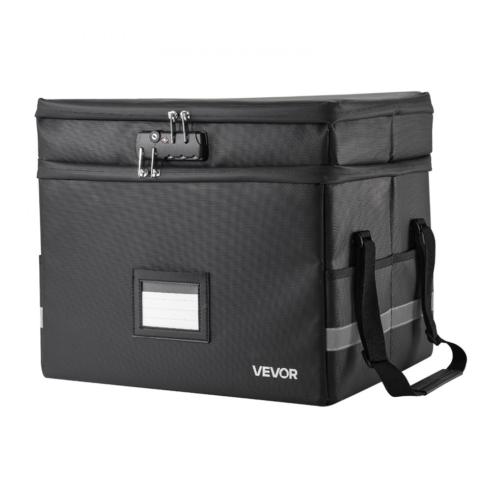 VEVOR Fireproof Document Box, 1832 ℉ Heat Insulated Fireproof & Waterproof Box with Lock, Portable Two-Layer File Storage Organizer Home Office Travel Use, for Passports, Important Documents, Files