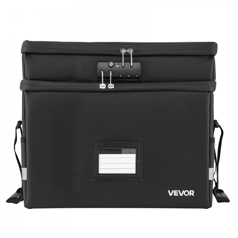 VEVOR Fireproof Document Box, 1832 ℉ Heat Insulated Fireproof & Waterproof Box with Lock, Portable Two-Layer File Storage Organizer Home Office Travel Use, for Passports, Important Documents, Files