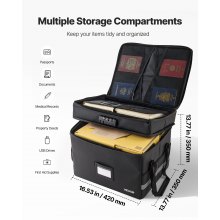 VEVOR Fireproof Document Box, 1832 ℉ Heat Insulated Fireproof & Waterproof Box with Lock, Portable Two-Layer File Storage Organizer Home Office Travel Use, for Passports, Important Documents, Files