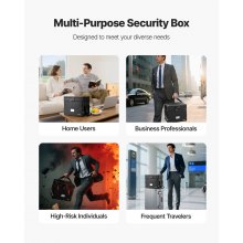 VEVOR Fireproof Document Box, 1832 ℉ Heat Insulated Fireproof & Waterproof Box with Lock, Portable Two-Layer File Storage Organizer Home Office Travel Use, for Passports, Important Documents, Files