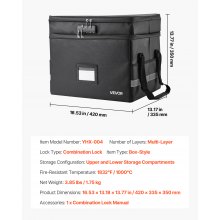 VEVOR Fireproof Document Box, 1832 ℉ Heat Insulated Fireproof & Waterproof Box with Lock, Portable Two-Layer File Storage Organizer Home Office Travel Use, for Passports, Important Documents, Files