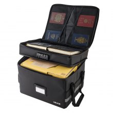 VEVOR Fireproof Document Box, 1832 ℉ Heat Insulated Fireproof & Waterproof Box with Lock, Portable Two-Layer File Storage Organizer Home Office Travel Use, for Passports, Important Documents, Files