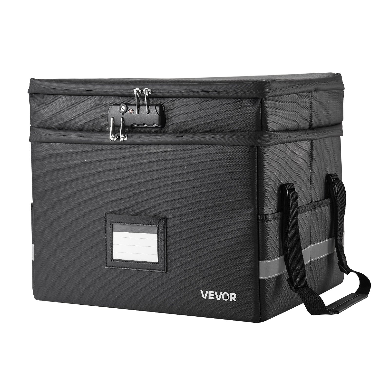 VEVOR Fireproof Document Box, 1832 ℉ Heat Insulated Fireproof & Waterproof Box with Lock, Portable Two-Layer File Storage Organizer Home Office Travel Use, for Passports, Important Documents, Files