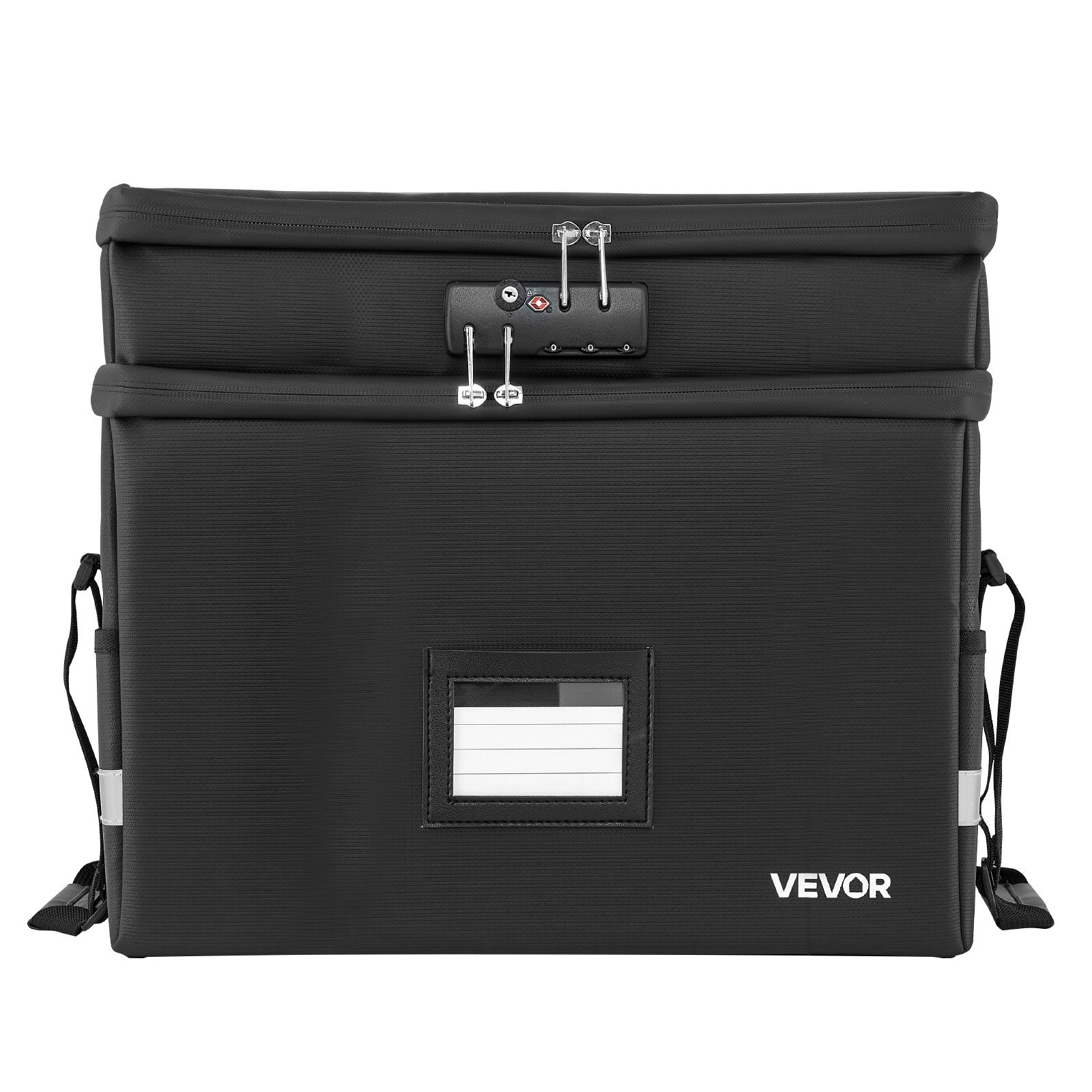VEVOR Fireproof Document Box, 1832 ℉ Heat Insulated Fireproof & Waterproof Box with Lock, Portable Two-Layer File Storage Organizer Home Office Travel Use, for Passports, Important Documents, Files
