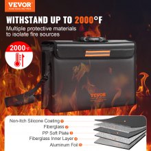VEVOR Fireproof Document Box, Fireproof Document Bag  2000℉, 3-layer Folding Fireproof and Waterproof File Box 15.35x12.4x13.98 inch with Zipper, for Money, Documents, Jewelry and Passport