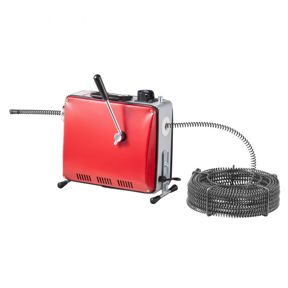 VEVOR Drain Cleaner Machine, 500W 1400RPM Electric Pipe Drain Cleaning Machine Sewer Snake with 40m x 16mm, 5m x 9.5mm & 0.4m x 12mm Steel Spring Cable and 6 Cutters, Fit 50-110 mm Diameter Pipes