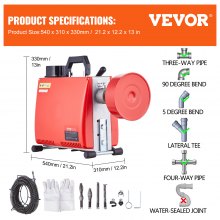 VEVOR Drain Cleaner Machine 66FT x 5/8" 250W Sewer Snake Auger Manual Feed