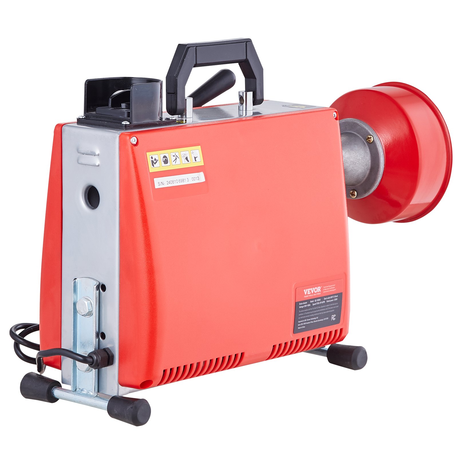 VEVOR 66FT x 5/8 Inch Drain Cleaner Machine, 250W Electric Sewer Snake Auger Manual Feed - with 7 Cutters, 2 Steel Cables (66' x 5/8" and 15' x 3/8")& CW/CCW Control for 1.6" to 4" Pipes