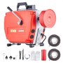 VEVOR 120FT x 7/8 Inch Drain Cleaner Machine, 420W Electric Sewer Snake Auger Manual Feed - with 6 Cutters, 2 Steel Cables (120' x 7/8" and 18' x 3/8") & CW/CCW Control for 1.9" to 6" Pipes