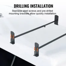 VEVOR Van Roof Ladder Rack, 2 Bars Alloy Steel Roof Racks, 500 LBS Capacity Roof Rack, Adjustable Length 35.8"-52.4", Van Ladder Rack Compatible with Chevrolet Express, GMC Savana, etc, Drilling Mount