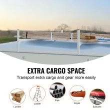 VEVOR Van Roof Ladder Rack, 2 Bars Aluminum Alloy Roof Ladder Racks, 181 kg Capacity Rain-Gutter Van Roof Rack, Adjustable Length 1300-2060 mm, Van Ladder Rack for Van, Cargo, Trailer