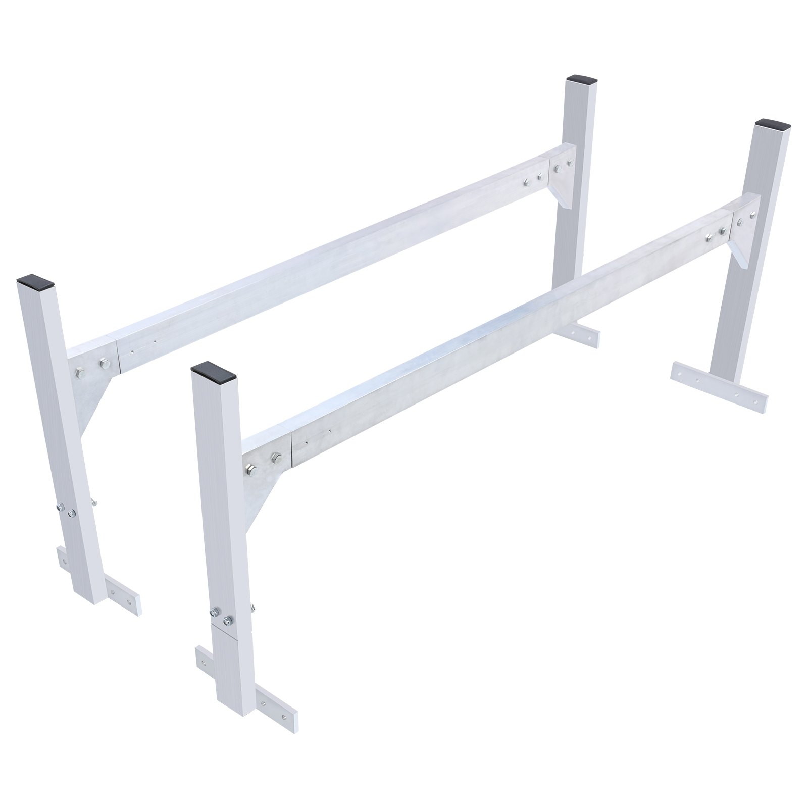 VEVOR Van Roof Ladder Rack, 2 Bars Aluminum Alloy Roof Ladder Racks, 181 kg Capacity Rain-Gutter Van Roof Rack, Adjustable Length 1300-2060 mm, Van Ladder Rack for Van, Cargo, Trailer