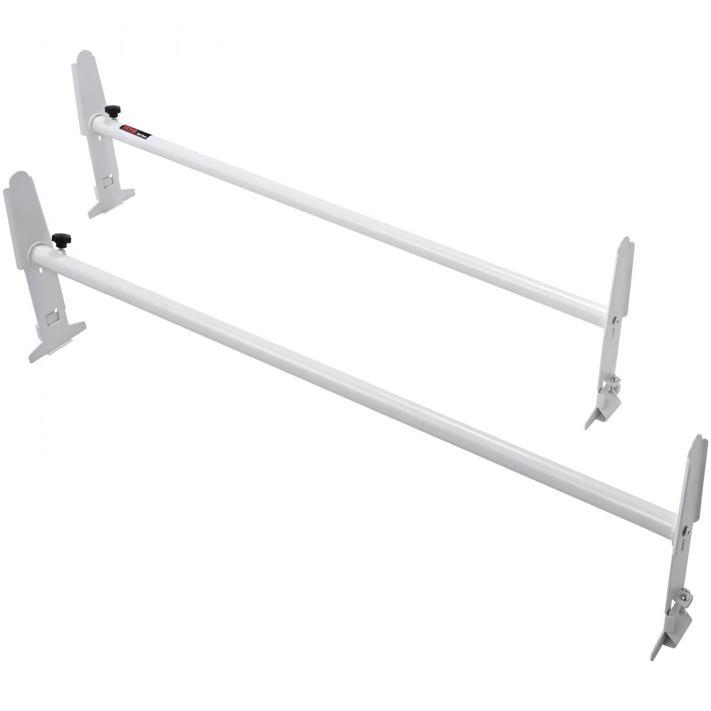VEVOR van roof ladder rack with two sturdy white crossbars designed for secure and efficient storage.