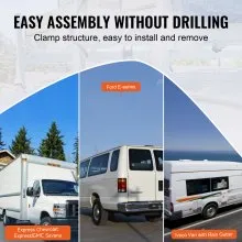 VEVOR Van Roof Ladder Rack, 2 Bar Alloy Steel Ladder Racks, Adjustable from 1200-2000 mm, 227 kg Capacity, Roof Rack Compatible with Full-size Vans with Rain Gutter, Chevrolet Express, GMC Savana