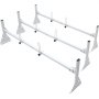 VEVOR van ladder rack featuring durable steel construction, adjustable brackets, and sleek white finish.