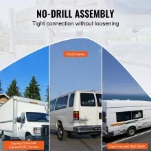 VEVOR Van Roof Ladder Rack, 3 Bar Alloy Steel Ladder Racks with Ladder Stoppers, 340 kg Capacity, Adjustable Roof Racks for Full-size Vans with Rain Gutters, Compatible with Chevrolet Express, etc