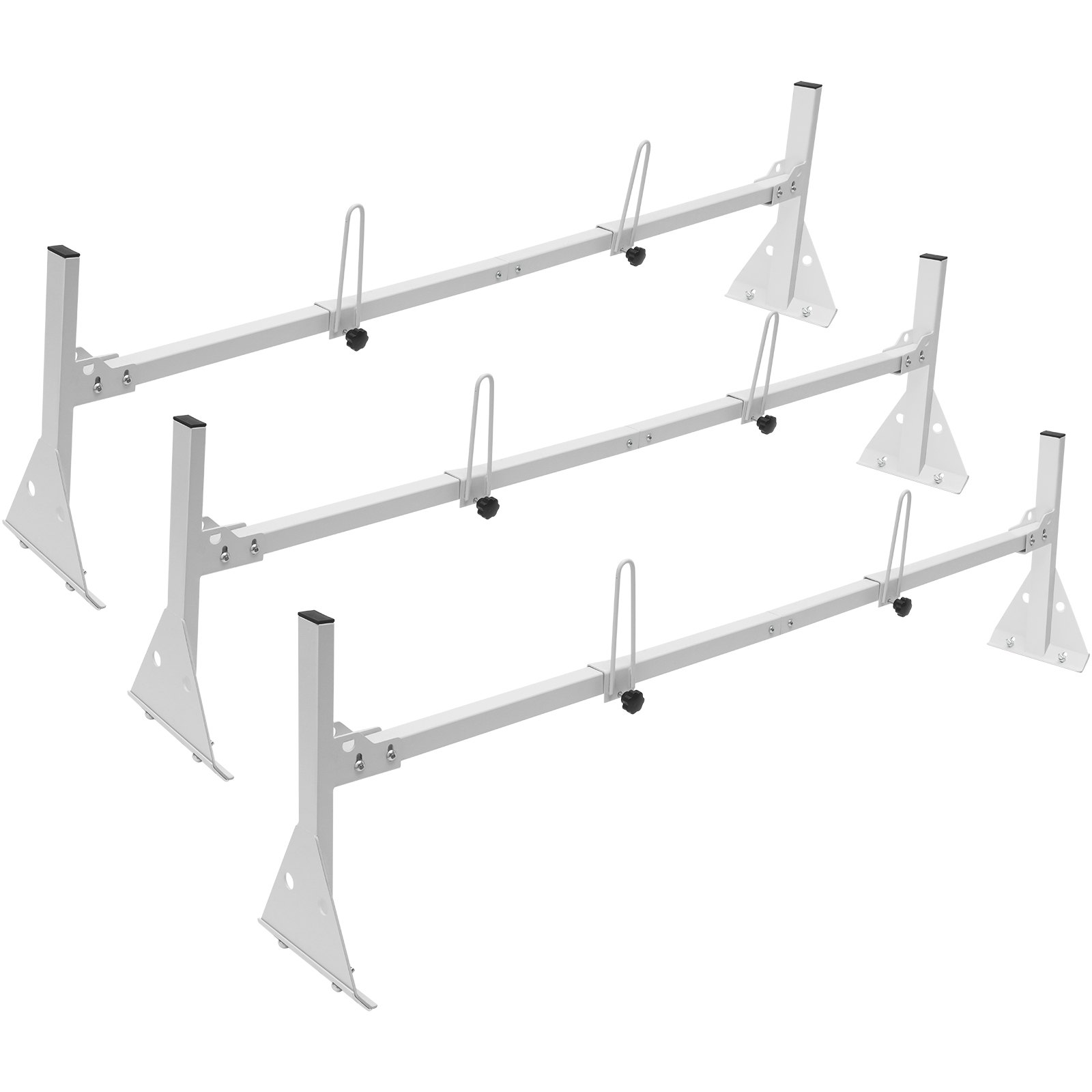 VEVOR van ladder rack with adjustable supports and sturdy construction for secure transportation.