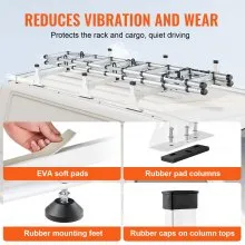 VEVOR Trailer Ladder Rack, 54" 3 Crossbars Ladder Roof Rack, Heavy-duty Steel Van Roof Rack, 800 lbs Capacity Van Ladder Rack with Cargo Roller and Straps, Fit for Ford Transit 150 250 350, 2015-2022