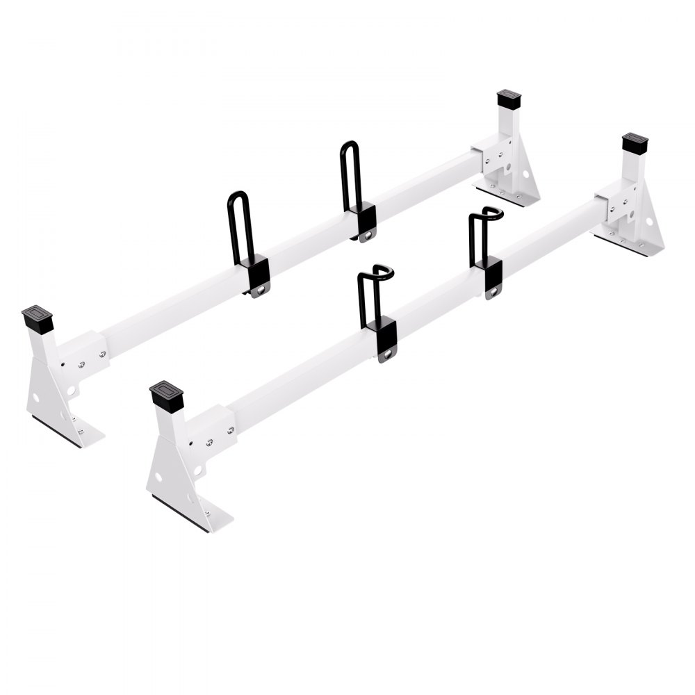 VEVOR Trailer Ladder Rack, 54" 2 Crossbars Ladder Roof Rack, Heavy-duty Steel Van Roof Ladder Rack, 600 lbs Capacity Van Ladder Rack with Straps, Fit for Ford Transit 150, 250, 350, 2015-2022